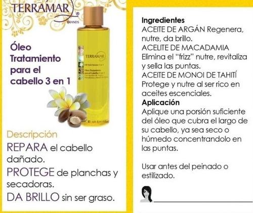 Aceite Tratamiento Para Cabelo 3 En 1 Con Extractos De Argán