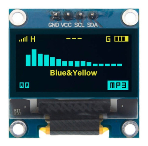 Display Oled 128x64 0.96 I2c Gráfico Arduino Azul E Amarelo