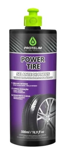 Kit Pneu Pretinho Power Tire 500ml Protelim Luva Aplicador