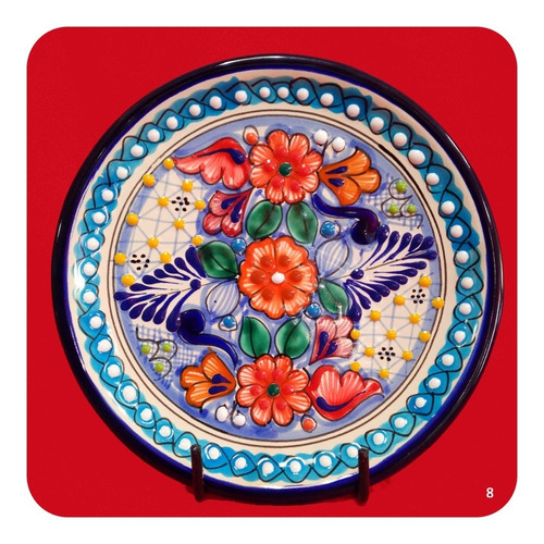 Imagen 8 de 8 de Set 10 Platos De Talavera Poblana Color 20 Cm Variados Plt