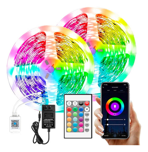 Cinta Luz Led Rgb Bluetooth 30 Mts + Control+ Adaptador