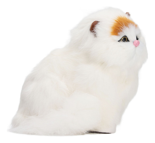 Estatua Decorativa De Gato Peludo, De Piel Sintética, Divert