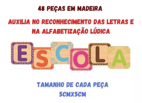 Jogo Educativo Crescer Alfabeto 48 Letras Em Madeira Nig