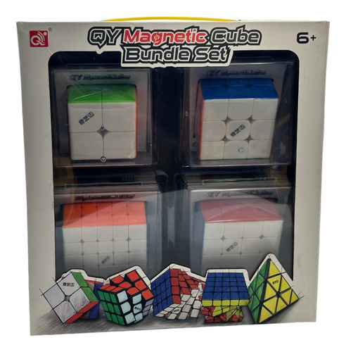 Qiyi Pack 4 Cubos Pro Magnéticos 2x2 3x3 4x4 5x5