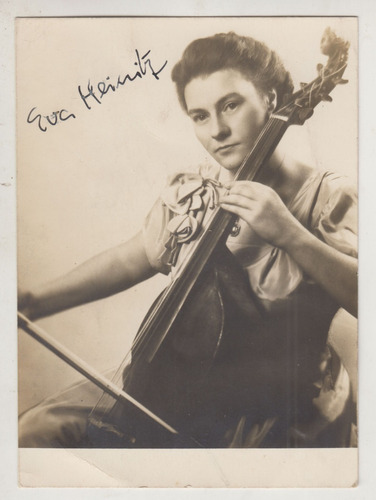 Musica Tarjeta Fotografia Eva Heinitz Firmada Viola Da Gamba