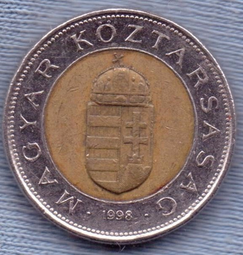 Imagen 1 de 2 de Hungria 100 Forint 1998 Bimetalica * Escudo *