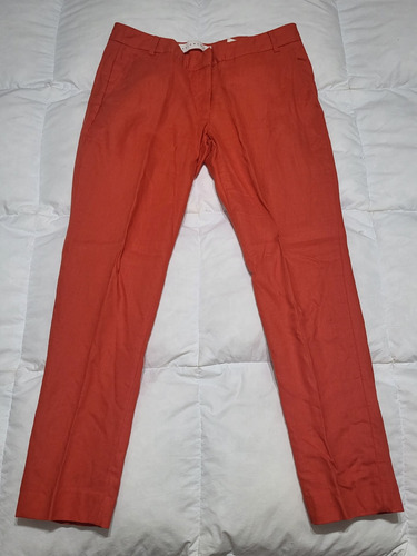 Pantalón De Lino Chupín Naranja Akiabara Talle 2 Mujer
