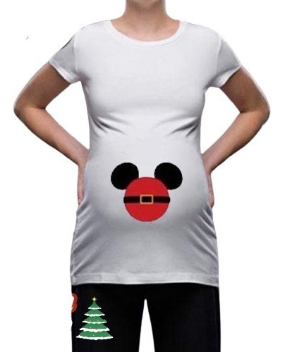 Playera Embarazada Maternidad Mickey Mouse Santa Claus Traje