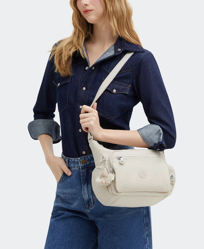 Bolsa Kipling Gabbie Chica Nueva Original Hideaway Beige Color Sólido