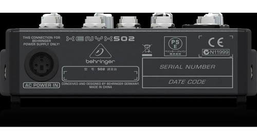 Mesa De Som Behringer Xenyx 502 C/ 5 Entradas E Pré-amp