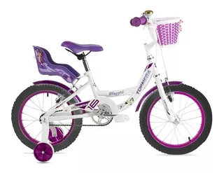 Bicicleta paseo infantil TopMega Flexygirl R16 frenos v-brakes color blanco/violeta con ruedas de entrenamiento