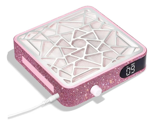 Extractor De Polvo Para Uñas Recargable Con Diamante 48w Rosa