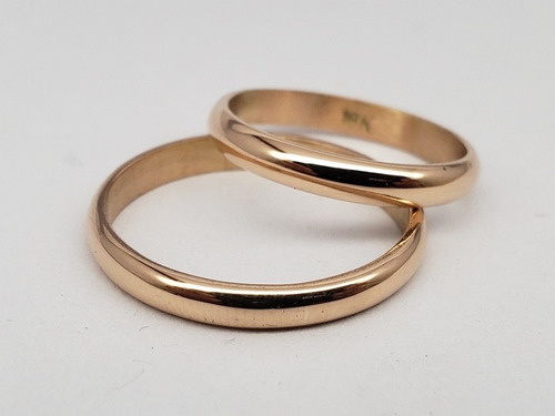 Imagen 7 de 8 de Par De Alianzas Oro 18k 1/2 Caña 4 Gramos