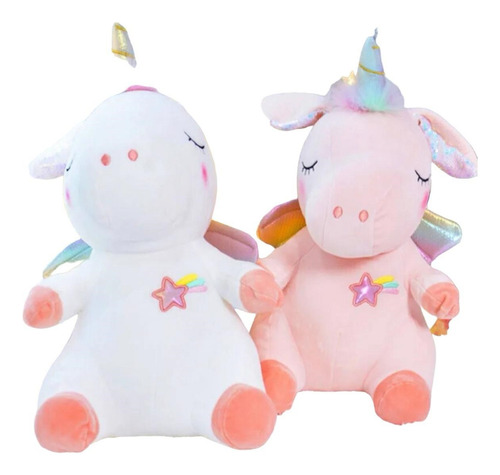 Peluche Unicornio Con Luz Y Musical 45 Cm Alto Dos Colores