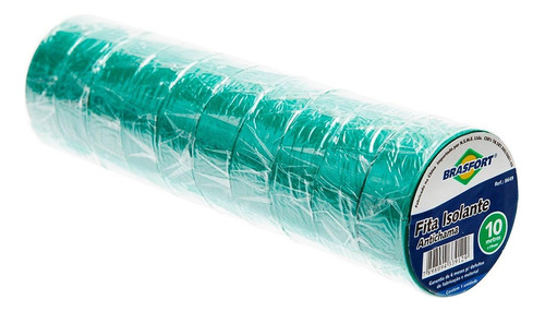 Fita Isolante Brasfort 10m X 19mm Verde 8649 - Kit C/10