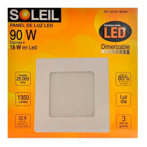 Panel De Luz Soleil Cuadrado 90 W Dimerizable Spl 18w