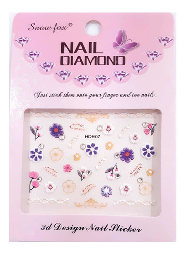 Sticker Para Uñas Diamond 3d Manicura Pack 10 Planchas