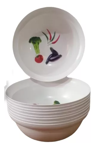 Masterpiece - Platos de plástico duro de calidad superior: 25 platos hondos  grandes y 25 platos hondos pequeños, 1, Blanco/Plateado