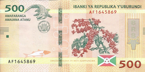 Burundí 500 Francos 2018