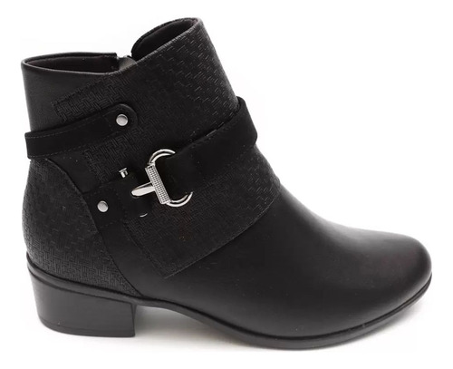 Bota Ankle Boot Salto Baixo 2386303 Preto Comfortflex