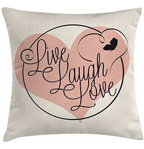 Ambesonne Live Laugh Love Throw Pillow Cojín, Romance Valent