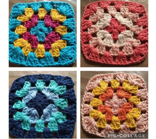 Tejido Crochet En Colores Combinados 20x20cm Para Armar X6u