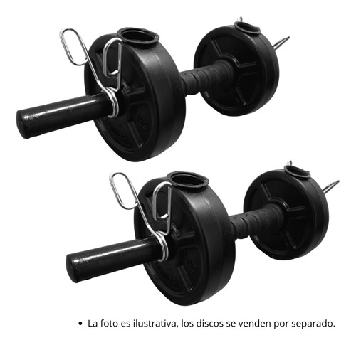 Barra Recta 1.20 Mt + Mancuernas P/ Pesas Discos 25mm. Metal