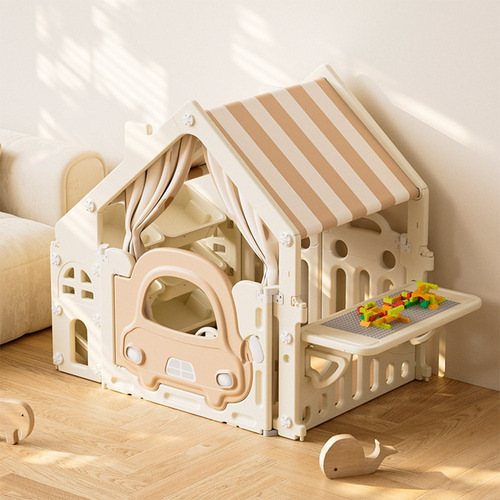 Casita Infantil Para Niños Organizador De Juguetes Tablero Color Beige
