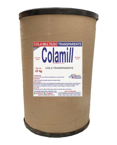 Cola Pva Transparente Colamill - Barrica De 10kg