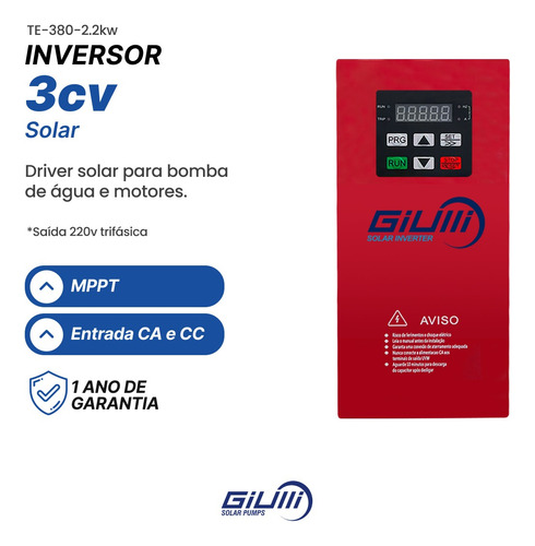 Inversor Drive Solar Mppt Bomba 220v 3cv Trifásico