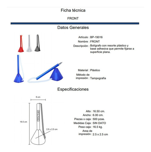 Imagen 5 de 9 de Boligrafo Con Resorte Y Base Adhesiva.