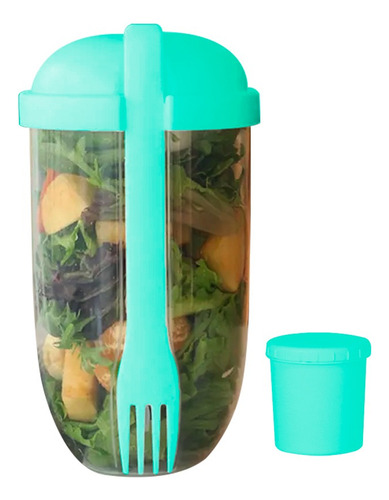 Recipiente Vaso Para Ensalada Fruta Pasta Lunch Contenedor Color Verde
