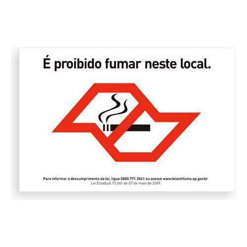 Placa Proibido Fumar Pvc - Kit 5 Unidades