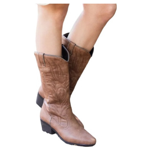 Botas De Vaquero De Cuero Occidental Para Mujer