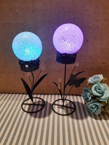 Centro De Mesa Candelabro Bola Luz Led Multicolor 15 Años