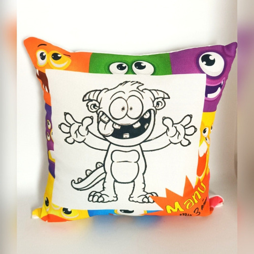 Souvenir Almohadon Para Colorear Personalizado. Monstruo