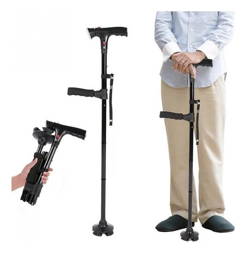 Baston Plegable Y Regulable 4 Pies Con Linterna Ledab