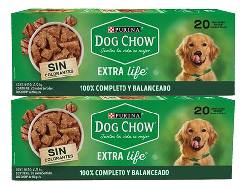 2 Comida Humeda Perros Dog Chow X 20 Sobres