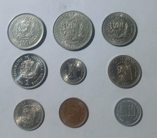 Lote De 9 Monedas De Venezuela Vf+ Bolivares