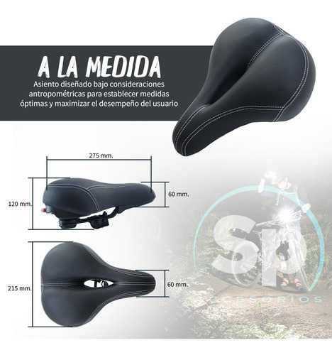 Imagen 3 de 10 de Asiento Universal Bicicleta Unisex Anti Prostático Con Luz