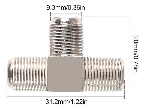 Connector Splitter O Divisor Tee Coaxial Hembra De 3 Vias