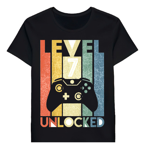 Remera Kids Level 7 Unlocked Funny Video Gamer 7th 59498875