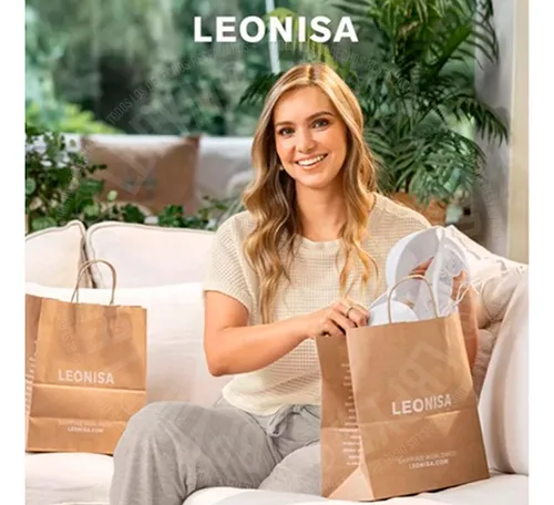 Bolsa Regalo Papel Kraft Leonisa Con Tarjeta 30x29x14