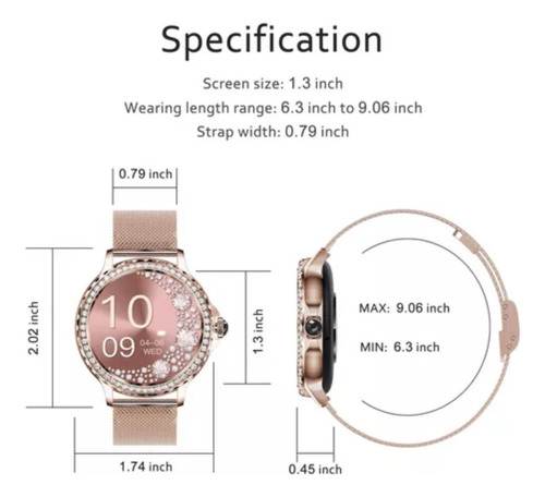 Reloj Inteligente Mujer, Smartwatch, Llamada, Asistente Voz