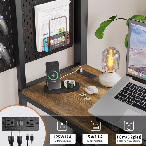 Litera Matrimonial Con Escritorio Y Luces Led Y Estantes