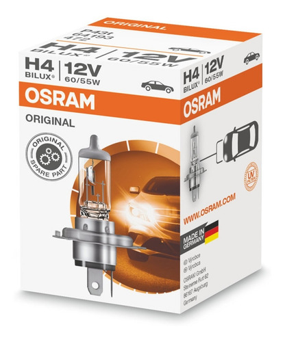 Imagen 5 de 10 de Lámpara H4 Osram Original 12v 60/55w Uv Auto Bilux Aleman P4