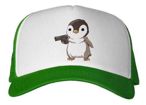 Gorra Pinguino Con Un Arma Apuntando