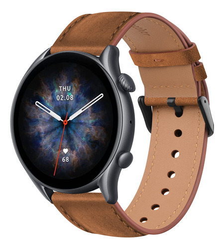 Malla De Cuero Para Amazfit Gtr 47mm, Gtr 2e, 22mm Marron Ro