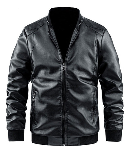 Chaqueta Cortavientos De Moto De Piel Sintética Para Hombre