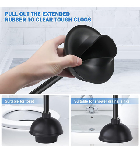 Cepillo Escobilla Sopapo Inodoro Baño Set Limpieza 2 En 1 Negro